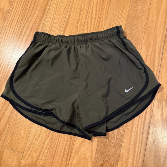 Nike Dri-Fit Tempo Women's Large Running Shorts Lined Olive Green - Picture 1 of 6